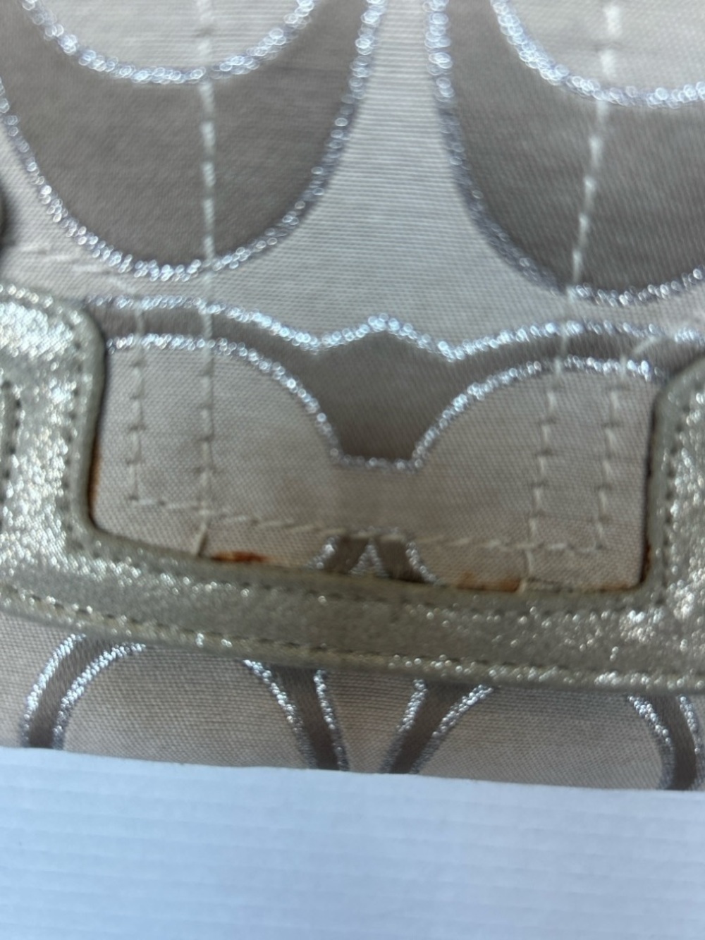 Coach Poppy Signature C Metallic Canvas & Leather Messenger Flap Satchel - Picture 3 of 9